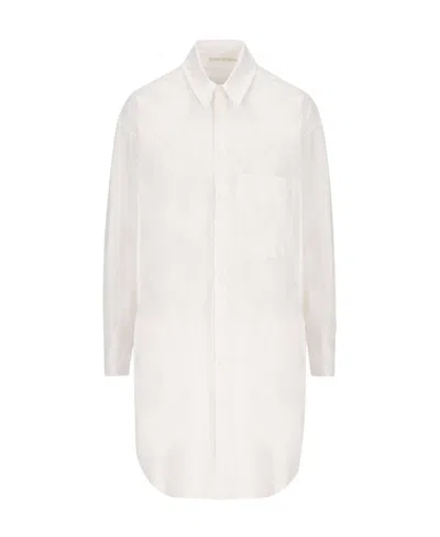 Palm Angels Rhinestone Logo Shirt Dress In White