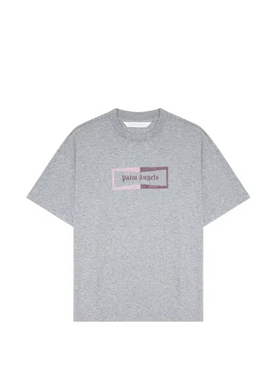 Palm Angels Rhinestone-embellished Logo T-shirt In Gray