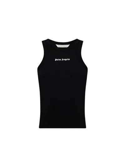 Palm Angels Ribbed Black Cotton Blend Tank Top
