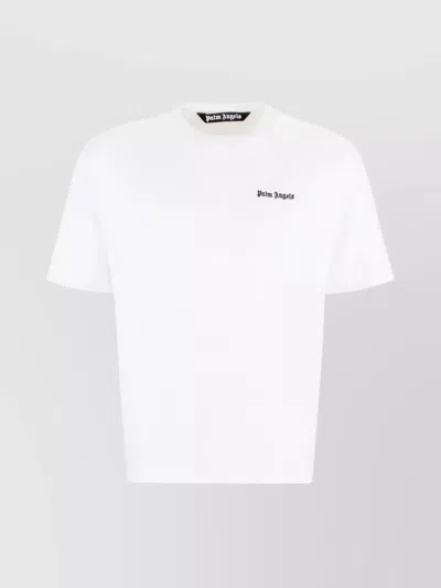 Palm Angels Ribbed Crew-neck Cotton T-shirt In White