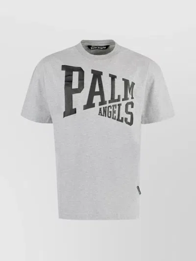 PALM ANGELS RIBBED CREW-NECK COTTON T-SHIRT WITH STRAIGHT HEM