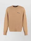 Palm Angels Ribbed Crew-neck Logo Sweater With Long Sleeves In Brown