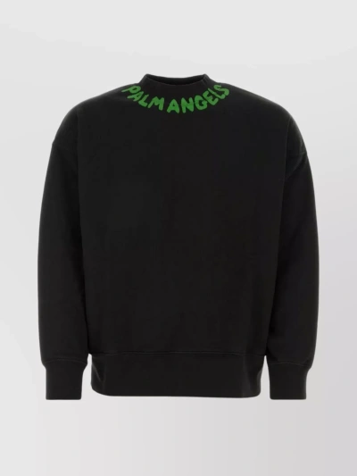 PALM ANGELS RIBBED CREWNECK SWEATER WITH HEM AND CUFFS