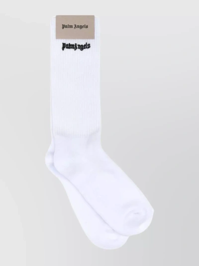 PALM ANGELS RIBBED CUFF COTTON BLEND SOCKS