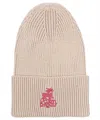 Palm Angels Ribbed-knit Beanie In Beige