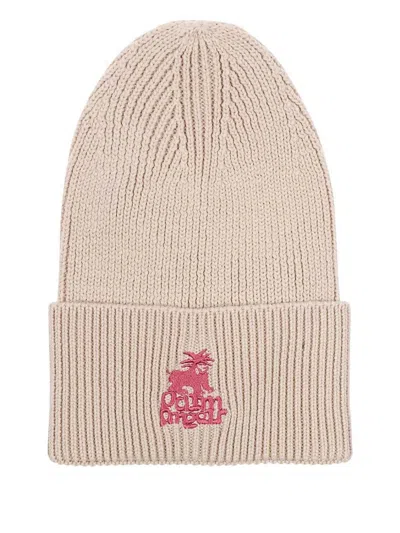 Palm Angels Ribbed-knit Beanie In Neutrals