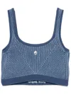 Palm Angels Ribbed-knit Tank Top In Blue