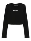 Palm Angels Ribbed Long-sleeve Top In Black