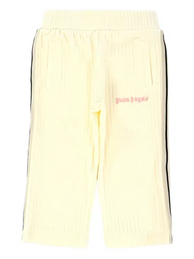 Palm Angels Babies' Ribbed-panel Side-stripe Trousers In Yellow