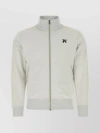 PALM ANGELS RIBBED POLYESTER SWEATSHIRT WITH ZIP POCKETS AND STAND COLLAR