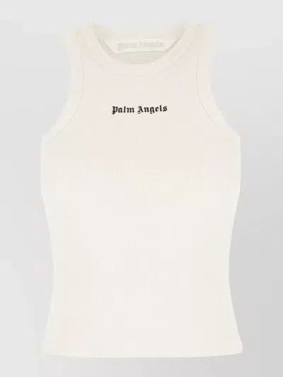 Palm Angels Ribbed Sleeveless Top Knitwear Piece In Neutral