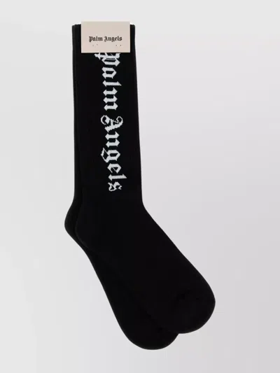 Palm Angels Ribbed Stretch Cotton Blend Socks In 1001