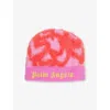 Palm Angels Rose Pink - Ocher Yellow Logo-embroidered Patterned Beanie 1-2 Year In Pink