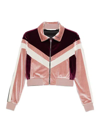 Palm Angels Colour-block Chenille Track Jacket In Pink