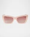 Palm Angels Roseville Acetate Cat-eye Sunglasses In Light Pink Gradient Red