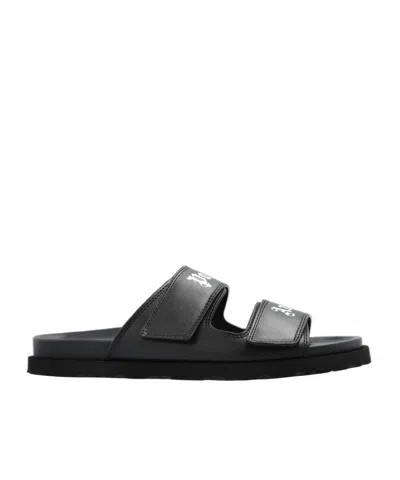 Palm Angels Logo-print Slides In Black