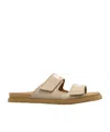Palm Angels Logo-print Leather Slides In Nude