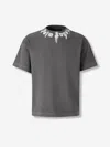 Palm Angels Gradient Gray Cotton T-shirt With Contrast Print In Gray