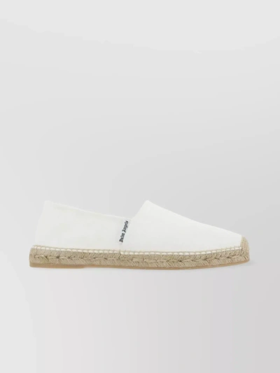 Palm Angels Round Toe Canvas Espadrilles With Espadrille Sole In White