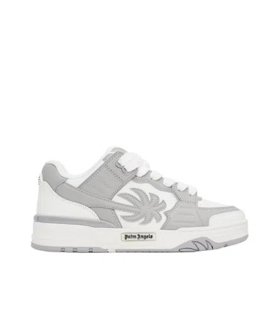 Palm Angels Round Toe Low-top Casual Shoes In White/grey