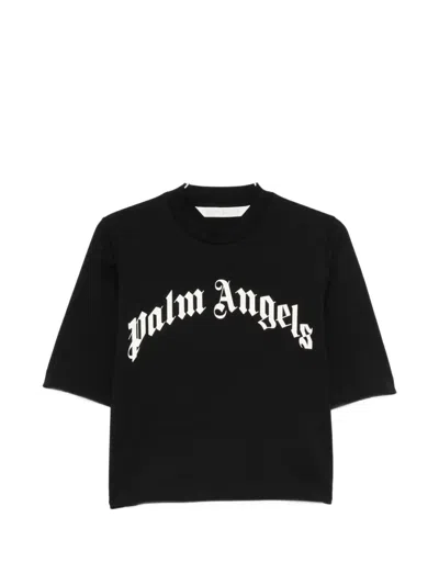 Palm Angels Round-neck Logo-print T-shirt In Black