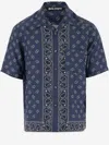 Palm Angels Paisley-print Bowling Shirt In Royal Blue