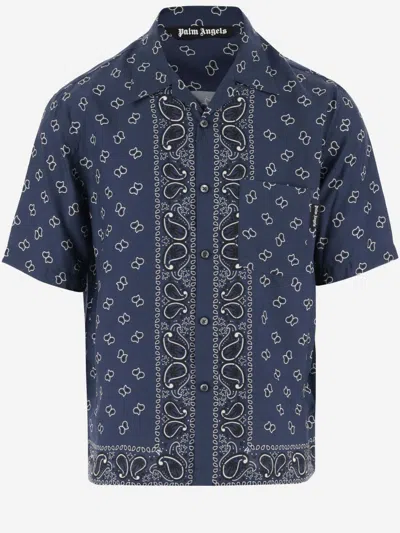 PALM ANGELS ROYAL BLUE BANDANA PRINT VISCOSE SHIRT