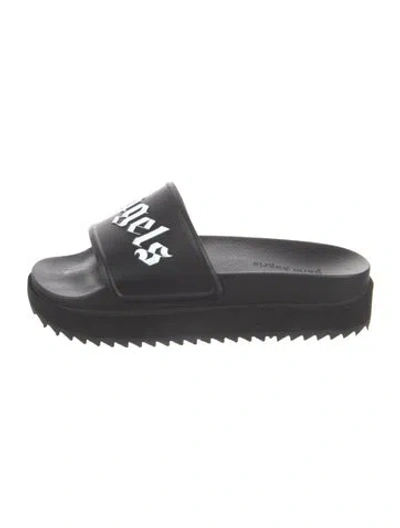 Pre-owned Palm Angels Rubber Graphic Print Slides In Black