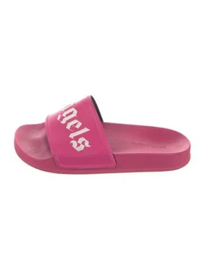 Pre-owned Palm Angels Rubber Graphic Print Slides In Pink
