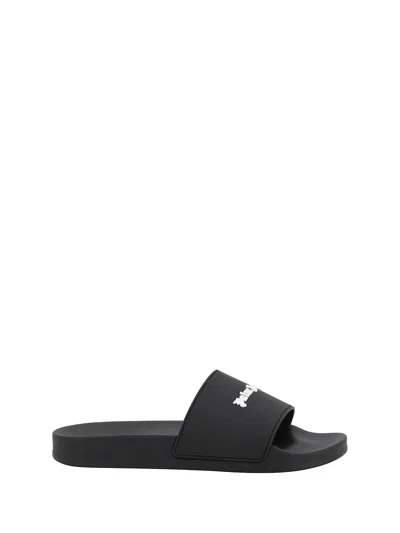 Palm Angels Rubber Sandals In Black/white