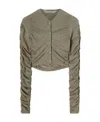 Palm Angels Ruched Lurex Cropped Cardigan In Gray
