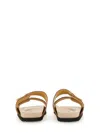 Palm Angels Beige Sandal With Metalized Effect In Multi
