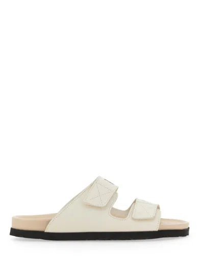Palm Angels Logo-printed Leather Sandals In Beige