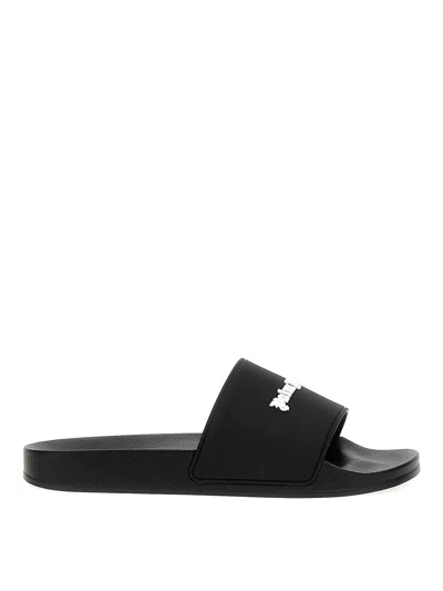 Palm Angels Slide Sandal With Logo In White