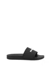 Palm Angels Essential Logo Black White Polyurethane Pool Sliders In Black