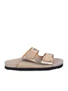 Palm Angels Beige Sandal With Metalized Effect In Grey