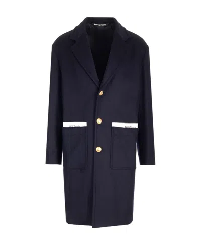 Palm Angels Sartorial Tape Button-up Coat In Black