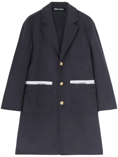 Palm Angels Blue Virgin Wool Blend Coat