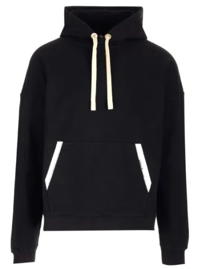 Palm Angels Sartorial Tape Cotton Hoodie In Black