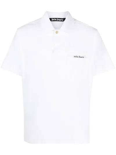 Palm Angels Sartorial Tape Cotton Polo Shirt In White