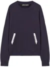 Palm Angels Brushed Cotton Sartorial Tape Sweatshirt In Blue