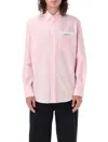 Palm Angels Logo-patch Cotton Shirt In Pink/black