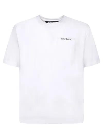 Palm Angels Embroidered-logo Crew-neck T-shirt In White