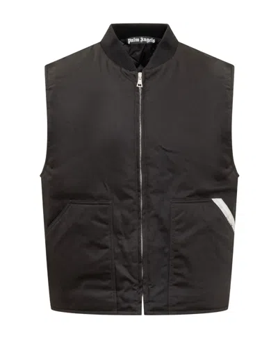 Palm Angels Sartorial-tape Zip-up Gilet In Black