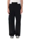 Palm Angels Contrasting-waistband Tapered Trousers In Black/white