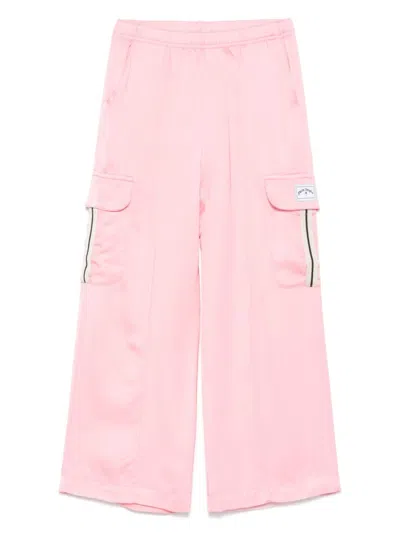 Palm Angels Kids' Satin Cargo Pants In Pink