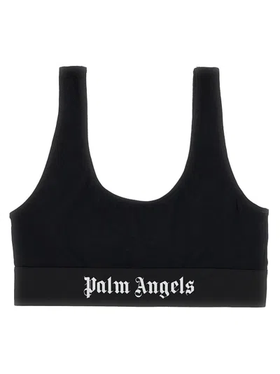 Palm Angels Logo-underband Scoop-neck Bra In Black