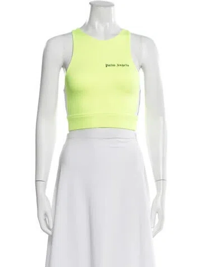 Pre-owned Palm Angels Scoop Neck Sleeveless Crop Top In White