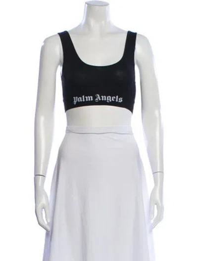 Pre-owned Palm Angels Scoop Neck Sleeveless Sports Bra In Black