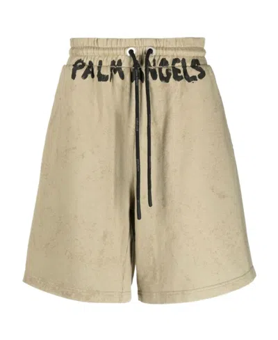 Palm Angels Seasonal Logo-print Drawstring Shorts In Nude